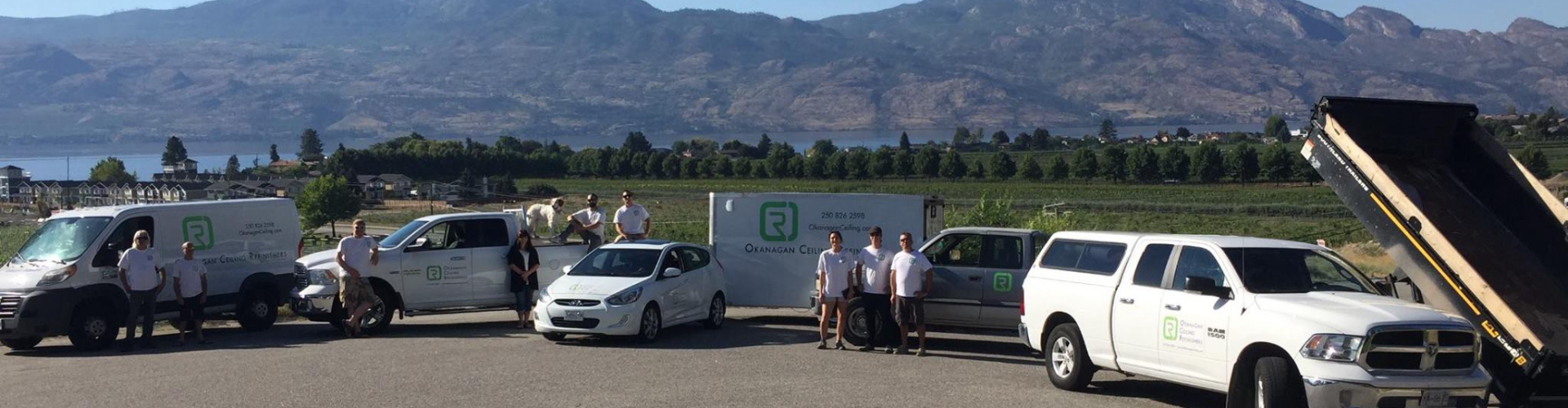 Fleet of Okanagan Ceiling Refinisher team that services Kelowna Peachland Lake Country and West Kelowna